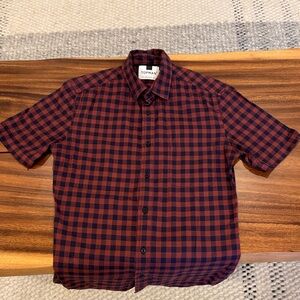 Topman Burgundy and Navy Plaid Men's Shirt